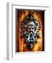 Angry Man Face Door Knocker in Florence-George Oze-Framed Photographic Print