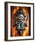 Angry Man Face Door Knocker in Florence-George Oze-Framed Photographic Print