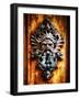 Angry Man Face Door Knocker in Florence-George Oze-Framed Photographic Print