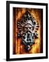 Angry Man Face Door Knocker in Florence-George Oze-Framed Photographic Print