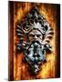 Angry Man Face Door Knocker in Florence-George Oze-Mounted Photographic Print