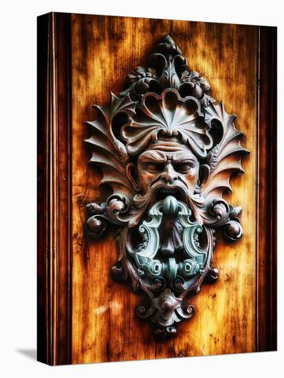 Angry Man Face Door Knocker in Florence-George Oze-Stretched Canvas