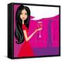 Angry Woman in Bar with Man Silhouette Drinking Cocktail-JackyBrown-Framed Stretched Canvas