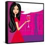 Angry Woman in Bar with Man Silhouette Drinking Cocktail-JackyBrown-Framed Stretched Canvas