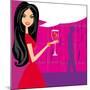 Angry Woman in Bar with Man Silhouette Drinking Cocktail-JackyBrown-Mounted Art Print