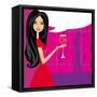 Angry Woman in Bar with Man Silhouette Drinking Cocktail-JackyBrown-Framed Stretched Canvas