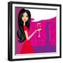 Angry Woman in Bar with Man Silhouette Drinking Cocktail-JackyBrown-Framed Art Print