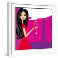 Angry Woman in Bar with Man Silhouette Drinking Cocktail-JackyBrown-Framed Art Print