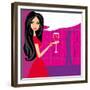 Angry Woman in Bar with Man Silhouette Drinking Cocktail-JackyBrown-Framed Premium Giclee Print