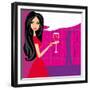 Angry Woman in Bar with Man Silhouette Drinking Cocktail-JackyBrown-Framed Premium Giclee Print