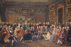 Reading of the Tragedy of Voltaire in Thesalon of Mrs. Jeoffrin-Anicet-Charles Lemonnier-Framed Giclee Print