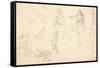 Animal and Figure Studies (Black Chalk on Laid Paper)-Ferdinand Victor Eugene Delacroix-Framed Stretched Canvas