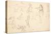 Animal and Figure Studies (Black Chalk on Laid Paper)-Ferdinand Victor Eugene Delacroix-Stretched Canvas