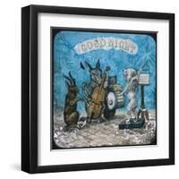 Animal Band Good Night-null-Framed Art Print