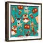 Animal Hipsters Seamless Background-Macrovector-Framed Art Print