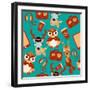 Animal Hipsters Seamless Background-Macrovector-Framed Art Print