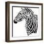 Animal Illustration of Vector Zebra Silhouette-AlisaRed-Framed Art Print