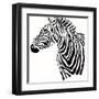 Animal Illustration of Vector Zebra Silhouette-AlisaRed-Framed Art Print