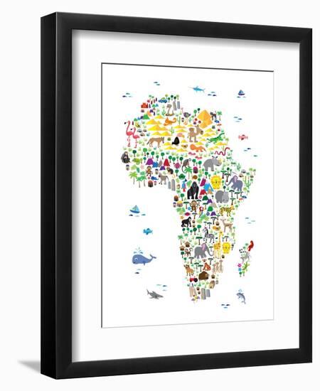 Animal Map of Africa for children and kids-Michael Tompsett-Framed Art Print