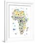 Animal Map of Africa for children and kids-Michael Tompsett-Framed Art Print