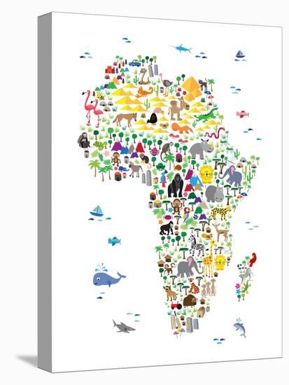 Animal Map of Africa for children and kids-Michael Tompsett-Stretched Canvas