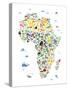 Animal Map of Africa for children and kids-Michael Tompsett-Stretched Canvas