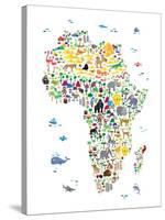 Animal Map of Africa for children and kids-Michael Tompsett-Stretched Canvas