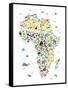 Animal Map of Africa for children and kids-Michael Tompsett-Framed Stretched Canvas