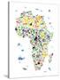 Animal Map of Africa for children and kids-Michael Tompsett-Stretched Canvas