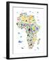 Animal Map of Africa for children and kids-Michael Tompsett-Framed Art Print