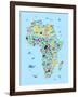 Animal Map of Africa for children and kids-Michael Tompsett-Framed Art Print