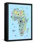 Animal Map of Africa for children and kids-Michael Tompsett-Framed Stretched Canvas