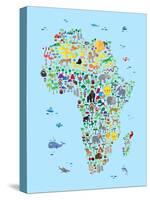 Animal Map of Africa for children and kids-Michael Tompsett-Stretched Canvas