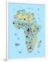 Animal Map of Africa for children and kids-Michael Tompsett-Framed Art Print