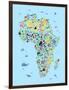 Animal Map of Africa for children and kids-Michael Tompsett-Framed Art Print