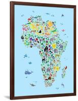 Animal Map of Africa for children and kids-Michael Tompsett-Framed Art Print