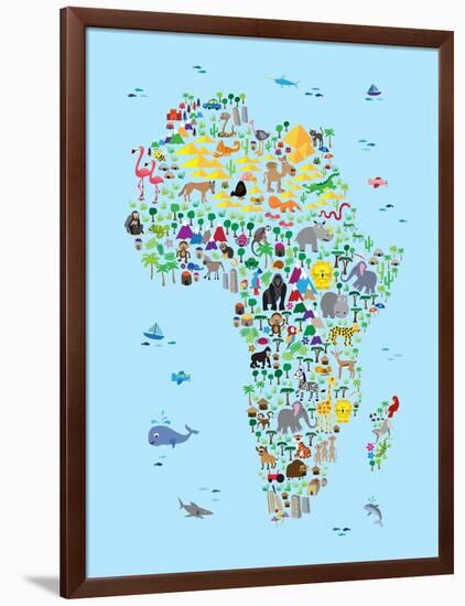 Animal Map of Africa for children and kids-Michael Tompsett-Framed Art Print