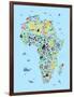 Animal Map of Africa for children and kids-Michael Tompsett-Framed Art Print