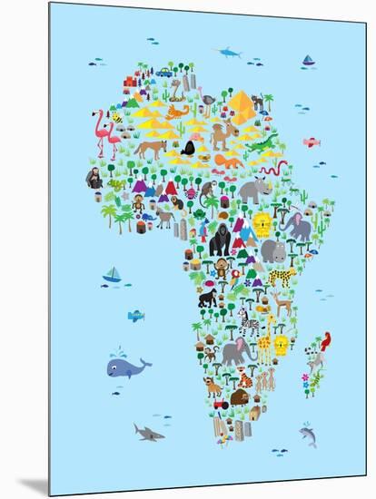 Animal Map of Africa for children and kids-Michael Tompsett-Mounted Art Print