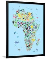 Animal Map of Africa for children and kids-Michael Tompsett-Framed Art Print