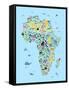 Animal Map of Africa for children and kids-Michael Tompsett-Framed Stretched Canvas