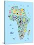 Animal Map of Africa for children and kids-Michael Tompsett-Stretched Canvas