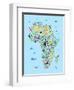 Animal Map of Africa for children and kids-Michael Tompsett-Framed Art Print