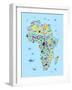 Animal Map of Africa for children and kids-Michael Tompsett-Framed Art Print