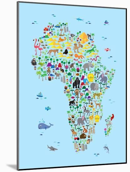 Animal Map of Africa for children and kids-Michael Tompsett-Mounted Art Print