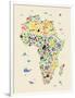 Animal Map of Africa for children and kids-Michael Tompsett-Framed Art Print