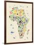 Animal Map of Africa for children and kids-Michael Tompsett-Framed Art Print