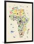 Animal Map of Africa for children and kids-Michael Tompsett-Framed Art Print