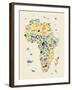 Animal Map of Africa for children and kids-Michael Tompsett-Framed Art Print