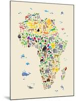 Animal Map of Africa for children and kids-Michael Tompsett-Mounted Art Print